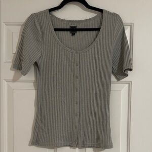 GAP Light Gray Ribbed Button-Down Shirt